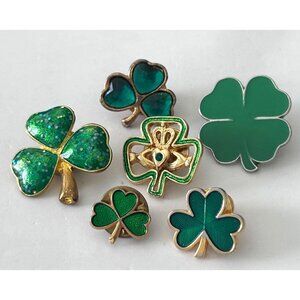 Shamrock Clover Lapel Pins Green Enamel St. Patrick's Day Lot 6